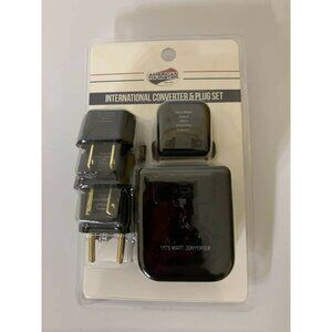 New American Tourister International Travel Converter and Plug‎ Set Black
